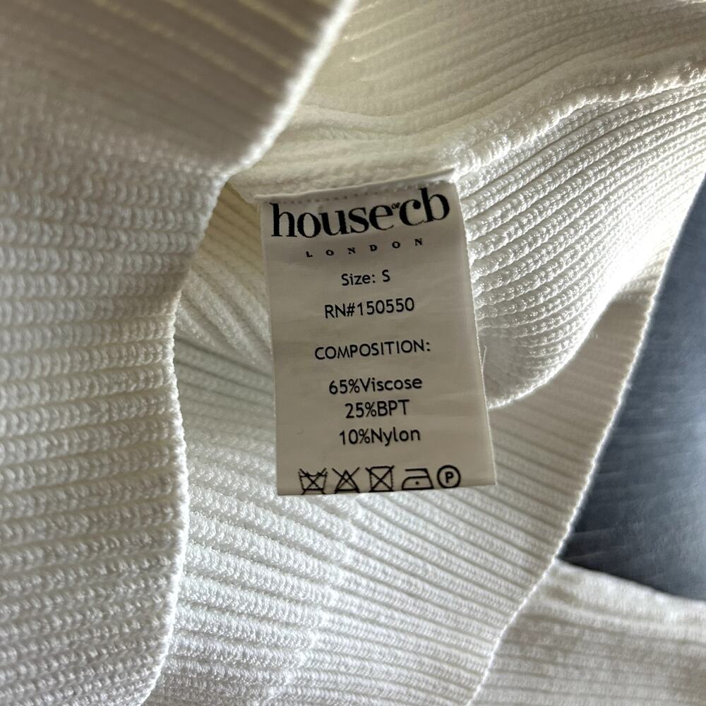 NWOT House of CB Reeva White Balloon Sleeve Ribbed Sweater Zip Top Size Small - Picture 16 of 16